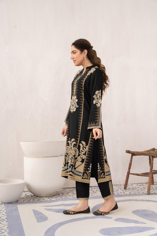 2 PC Royal Lawn Stitched (BLACK)