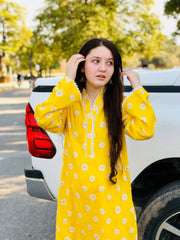 Bin noor Design Yellow Sunflower Printed Suit