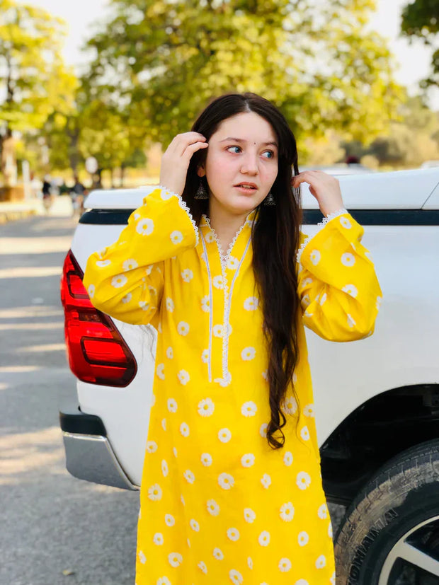 Bin noor Design Yellow Sunflower Printed Suit